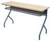 Double Student Desk with Storage Basket Elegant Leg Shape