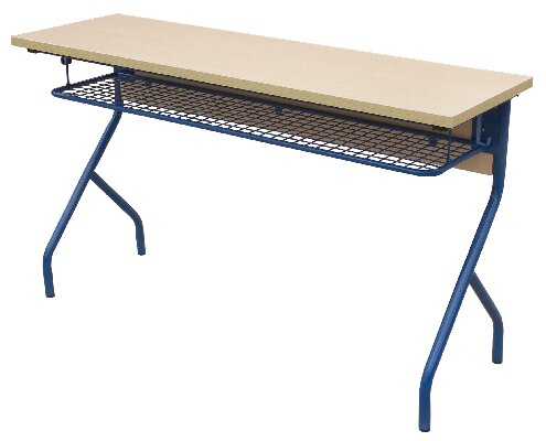 Double Student Desk with Storage Basket Elegant Leg Shape