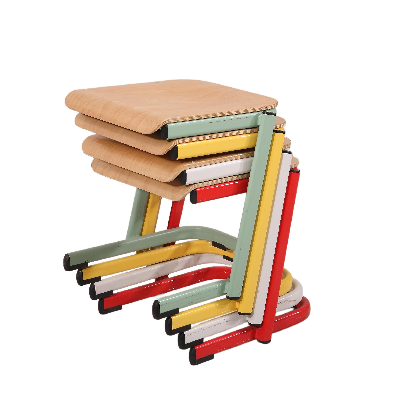 Stackable Steel and Wood Stool