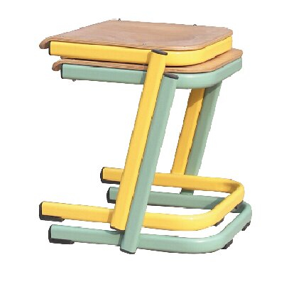 Stackable Steel and Wood Stool