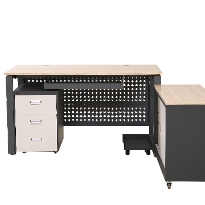  L-Shaped Executive Desk with File Cabinet