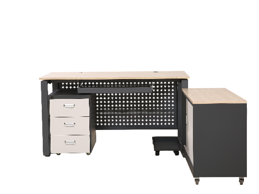  L-Shaped Executive Desk with File Cabinet