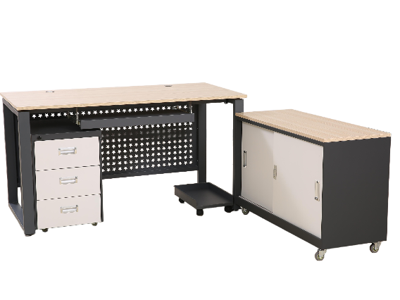  L-Shaped Executive Desk with File Cabinet