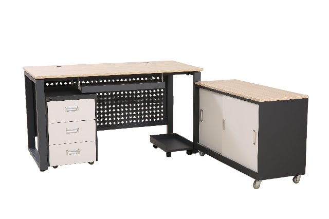  L-Shaped Executive Desk with File Cabinet